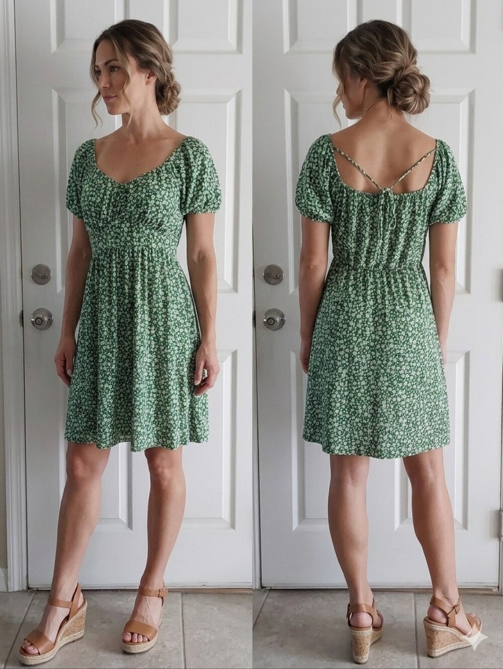 GILLI Green Floral Off-Shoulder Dress Size Small